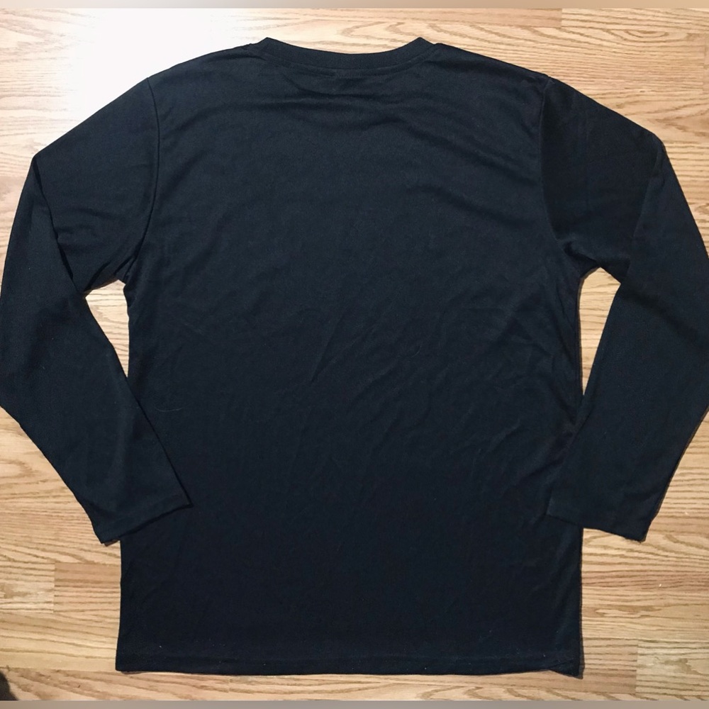 Home of the Free USA Flag Logo Shirt Long Sleeve Black Performance Dr-Fit - Picture 2 of 9